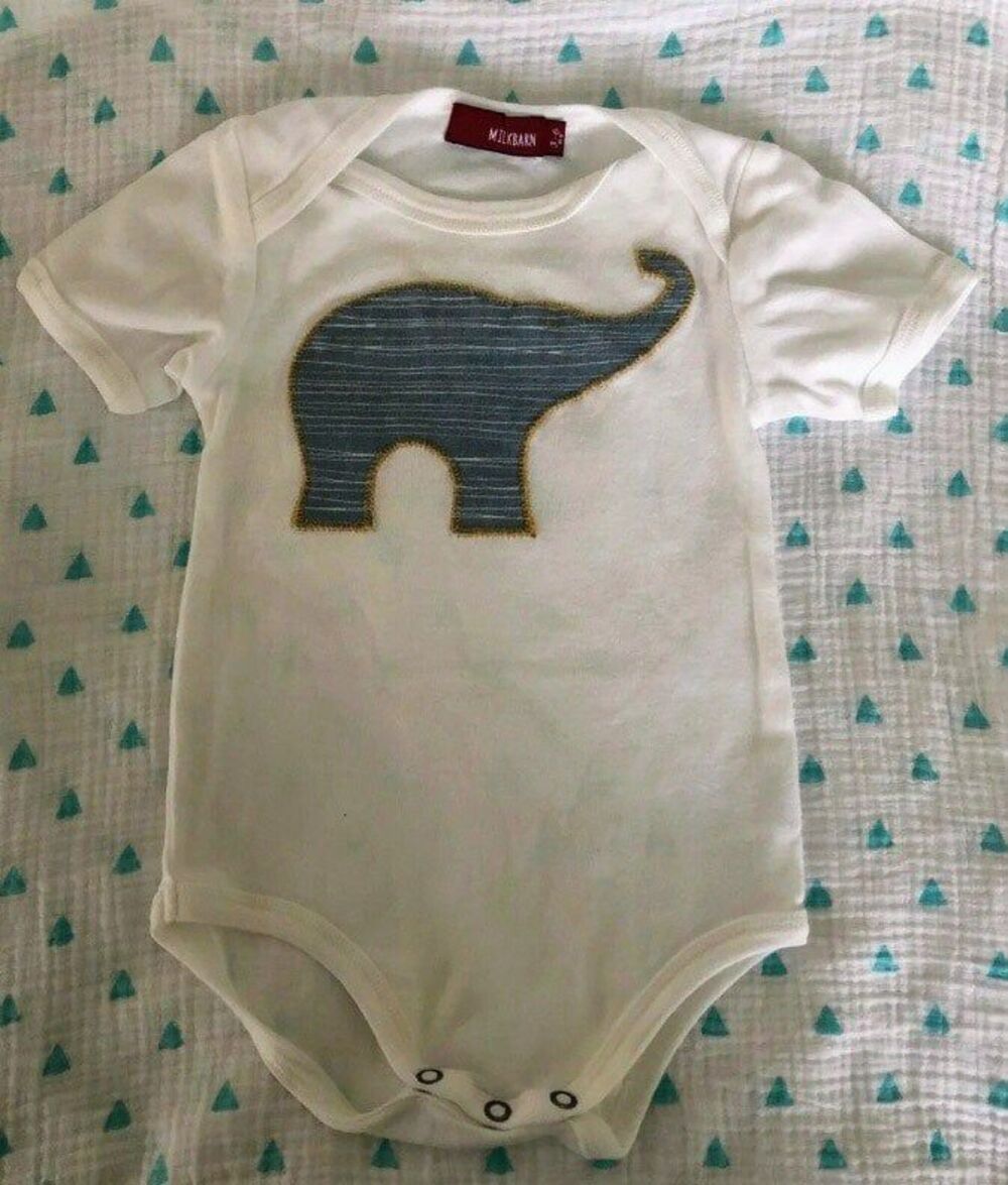 Milkbarn Elephant Applique Bodysuit size 3/6
